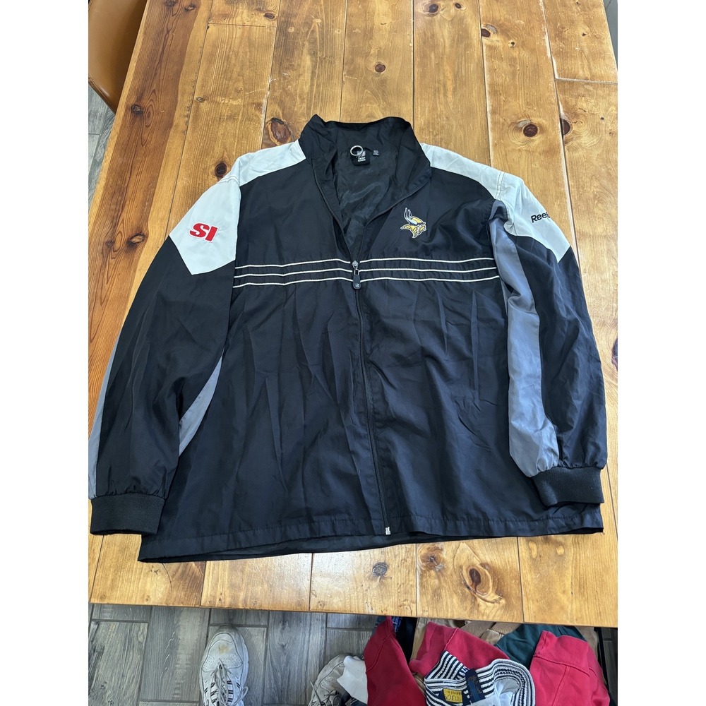 Reebok NFL Minnesota Vikings Team Apparel Windbreaker Jacket Men's 2XL Black